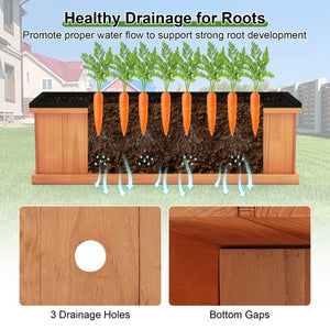 Wooden Raised Garden Bed with Drainage Holes and Liner Solid Fir Wood Planter Box-M view 6