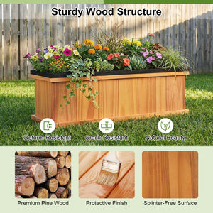 Wooden Raised Garden Bed with Drainage Holes and Liner Solid Fir Wood Planter Box-M view 7