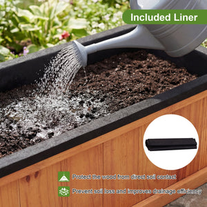Wooden Raised Garden Bed with Drainage Holes and Liner Solid Fir Wood Planter Box-M view 9