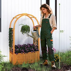 Wooden Raised Garden Bed with Lattice Trellis and Arched Roof-Orange view 3