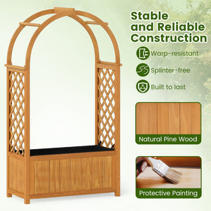 Wooden Raised Garden Bed with Lattice Trellis and Arched Roof-Orange view 6