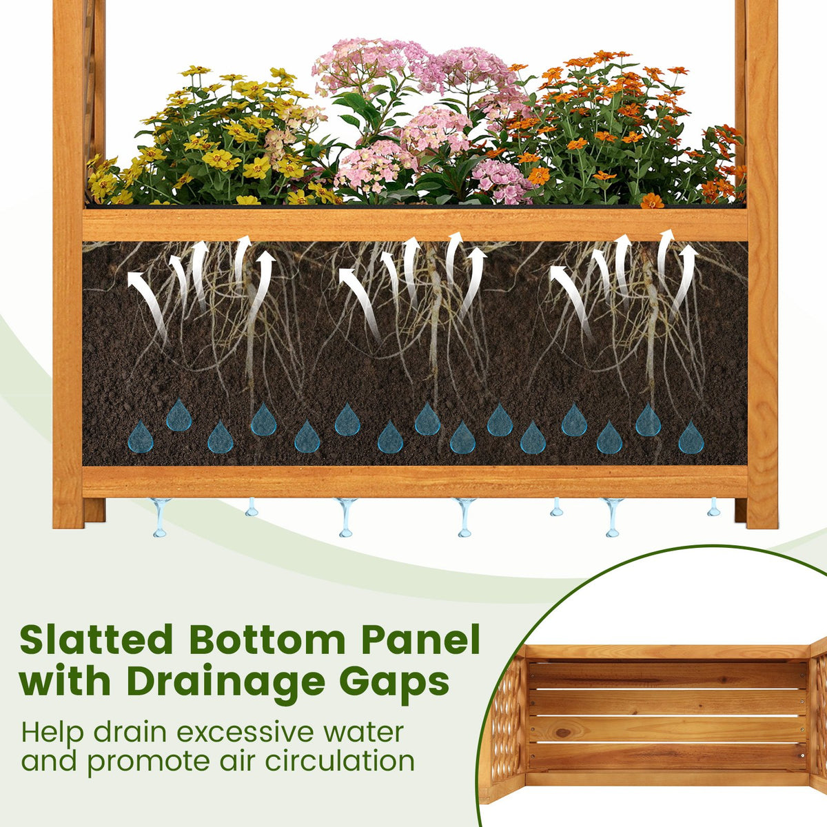 Wooden Raised Garden Bed with Lattice Trellis and Arched Roof-Orange view 7