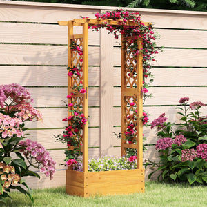 Wooden Raised Garden Bed with Lattice Trellis and Hanging Roof-Orange view 2