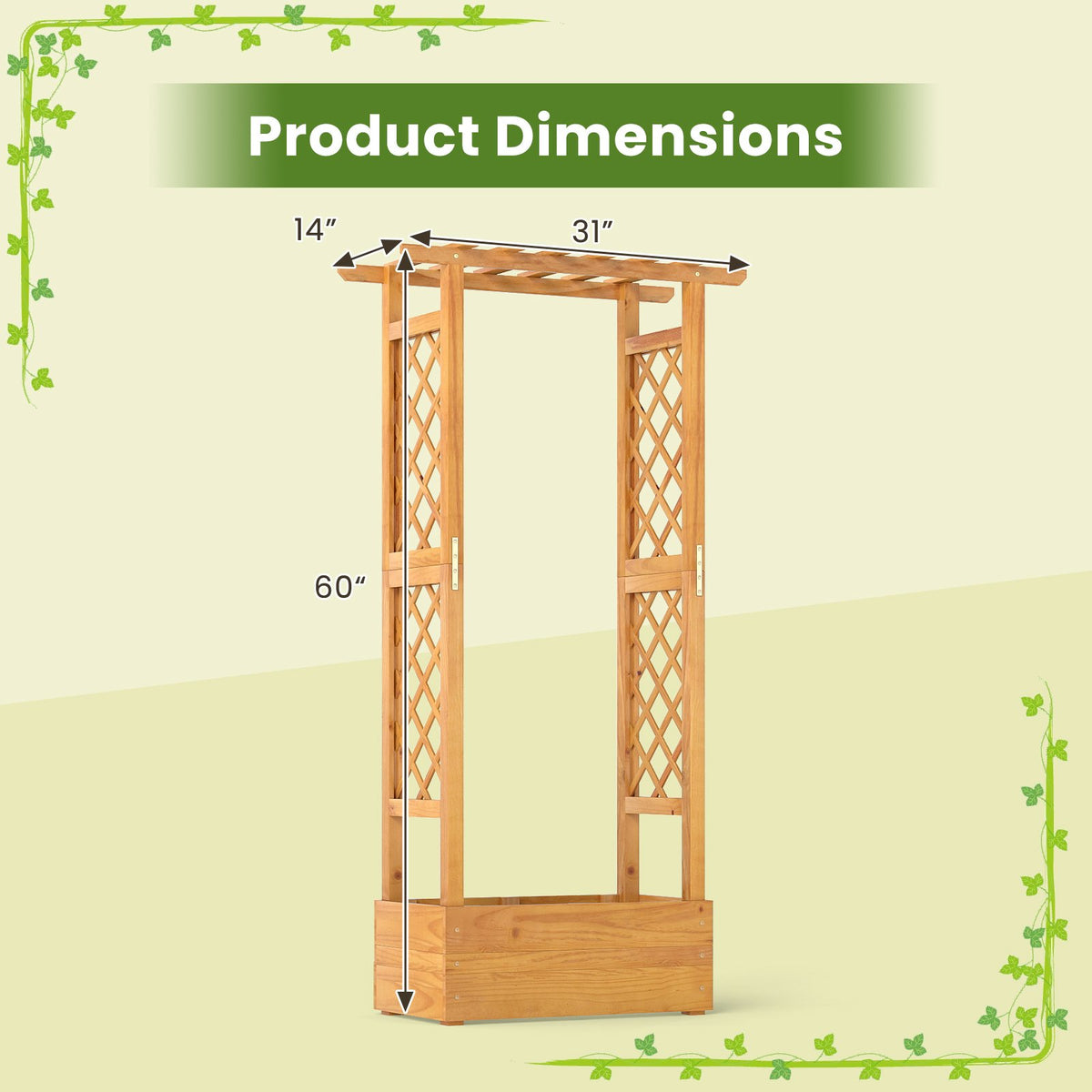 Wooden Raised Garden Bed with Lattice Trellis and Hanging Roof-Orange view 5