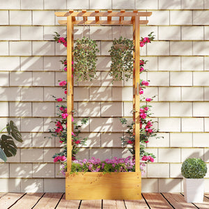 Wooden Raised Garden Bed with Lattice Trellis and Hanging Roof-Orange view 6