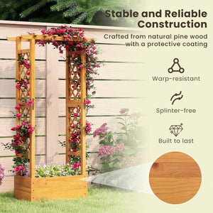 Wooden Raised Garden Bed with Lattice Trellis and Hanging Roof-Orange view 7