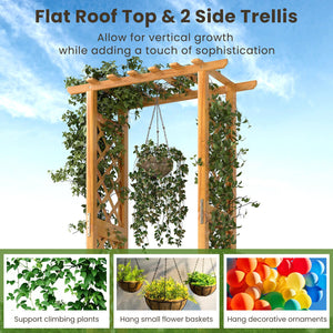 Wooden Raised Garden Bed with Lattice Trellis and Hanging Roof-Orange view 9
