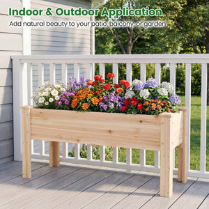 Wooden Raised Garden Bed with Legs 175 LBS Heavy-Duty Elevated Planter Box with Drainage Holes-Natural view 8