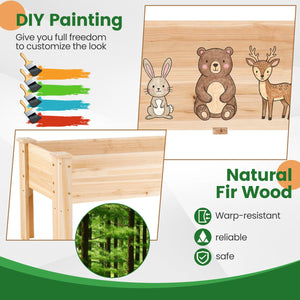 Wooden Raised Garden Bed with Legs 175 LBS Heavy-Duty Elevated Planter Box with Drainage Holes-Natural view 9