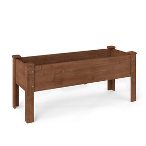 Wooden Raised Garden Bed with Legs Elevated Planter Box with Drainage Holes-Coffee view 3