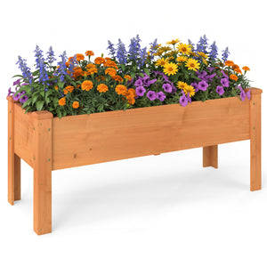 Wooden Raised Garden Bed with Legs Elevated Planter Box with Drainage Holes-Orange