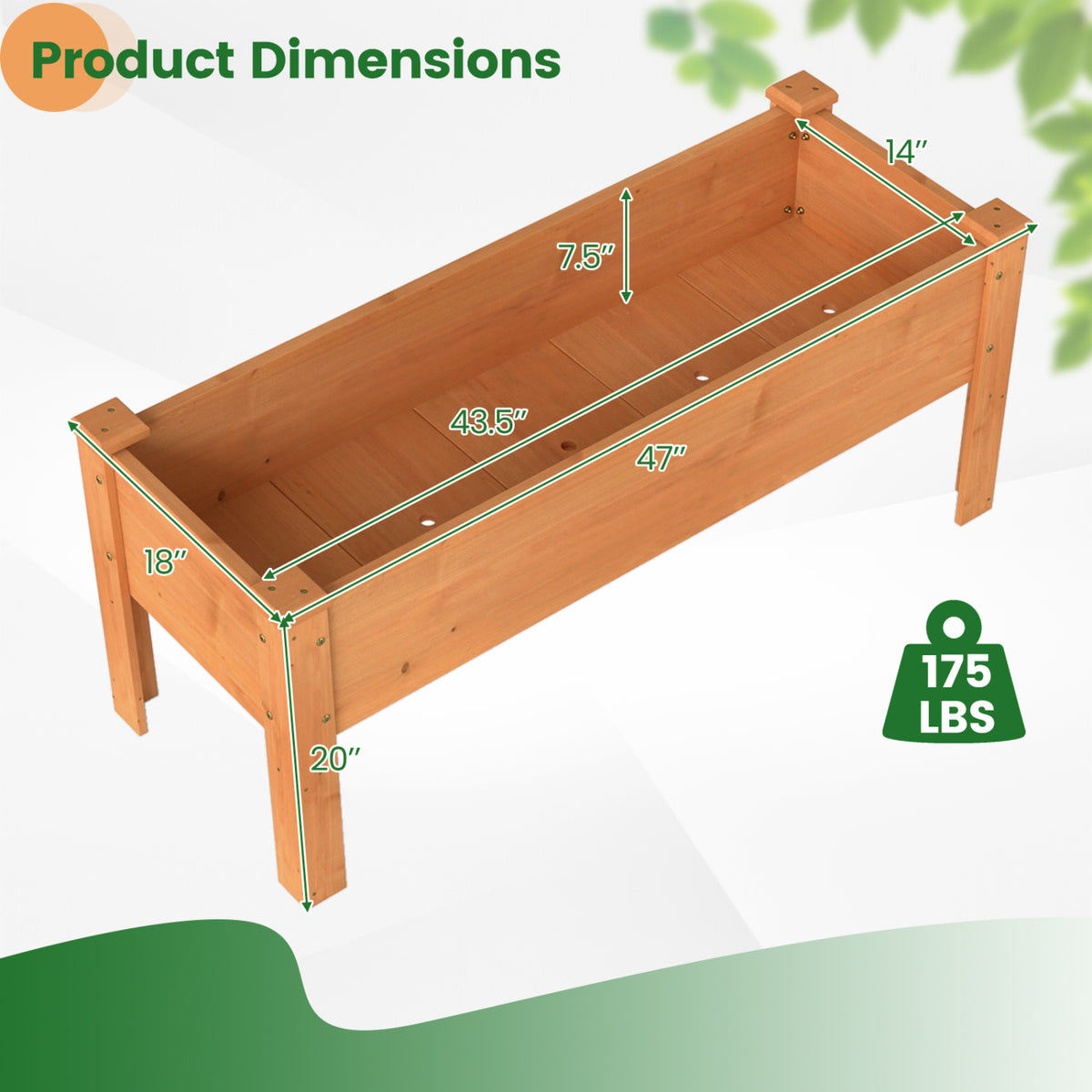 Wooden Raised Garden Bed with Legs Elevated Planter Box with Drainage Holes-Orange view 4
