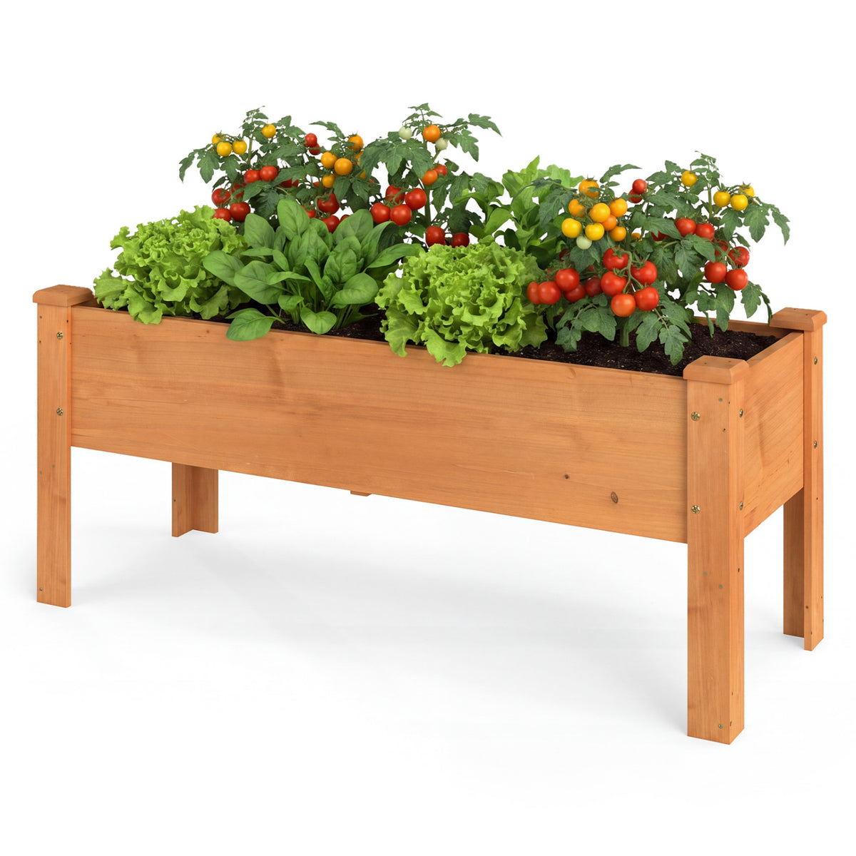 Wooden Raised Garden Bed with Legs Elevated Planter Box with Drainage Holes-Orange view 5