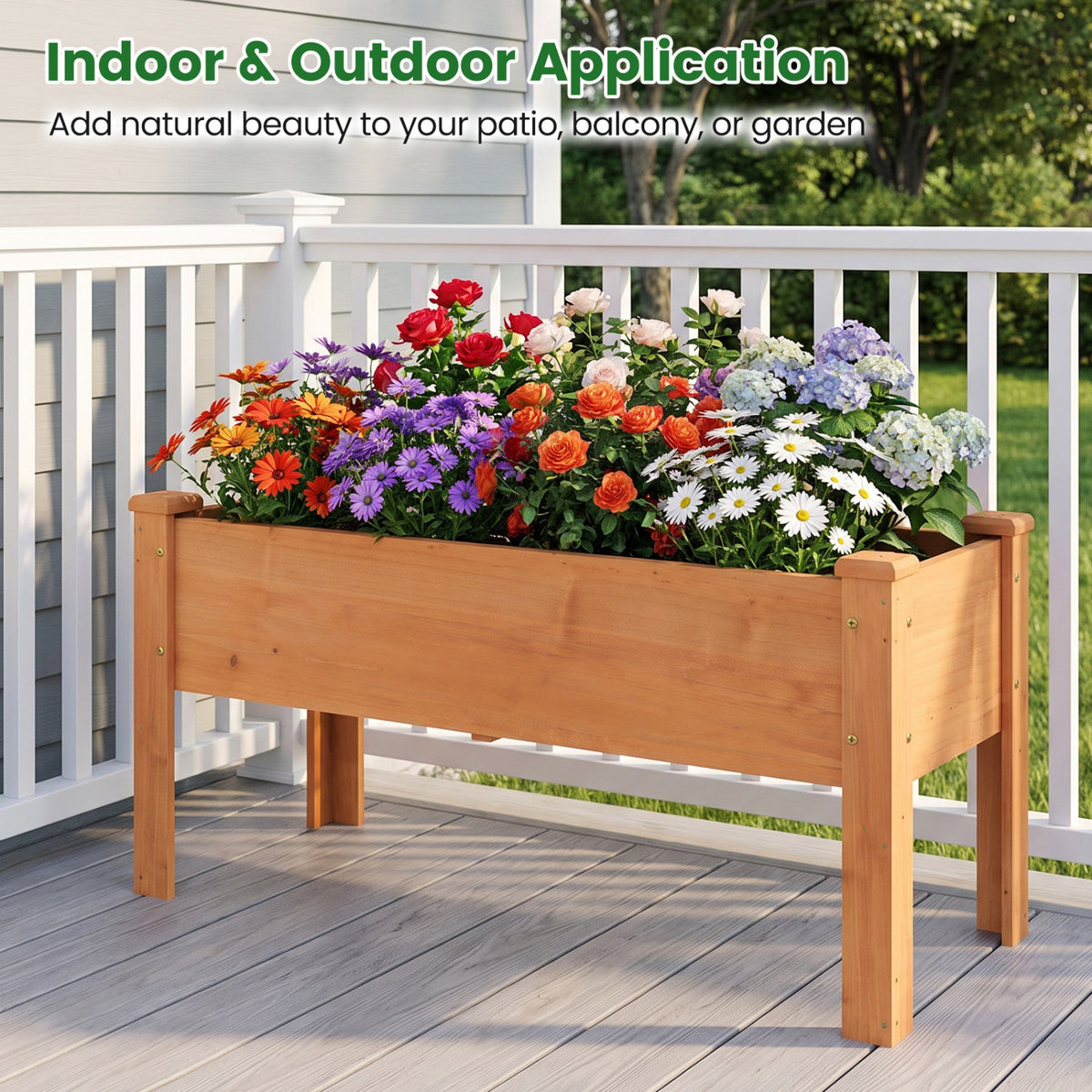 Wooden Raised Garden Bed with Legs Elevated Planter Box with Drainage Holes-Orange view 6