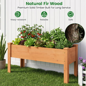 Wooden Raised Garden Bed with Legs Elevated Planter Box with Drainage Holes-Orange view 7