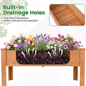 Wooden Raised Garden Bed with Legs Elevated Planter Box with Drainage Holes-Orange view 8