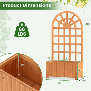 Wooden Raised Garden Bed with Trellis 48 Inch Outdoor Screen-Brown view 4
