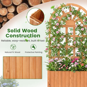 Wooden Raised Garden Bed with Trellis 48 Inch Outdoor Screen-Brown view 7