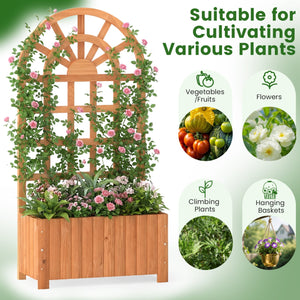 Wooden Raised Garden Bed with Trellis 48 Inch Outdoor Screen-Brown view 9