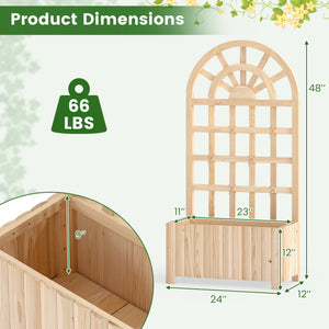 Wooden Raised Garden Bed with Trellis 48 Inch Outdoor Screen-Natural view 4