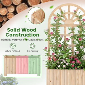 Wooden Raised Garden Bed with Trellis 48 Inch Outdoor Screen-Natural view 7