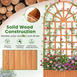 Wooden Raised Garden Bed with Trellis 71 inches Outdoor Planter Box Privacy Screen-Brown view 7
