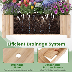 Wooden Raised Garden Bed with Trellis 71 inches Outdoor Planter Box Privacy Screen-Natural view 8