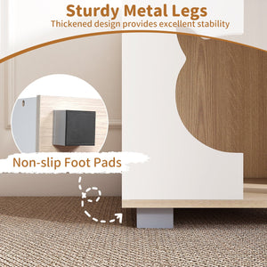 Wooden Semi-enclosed Cat Condo with Kitty Head-shaped Entry and Metal Legs-Natural view 9