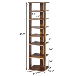 Wooden Shoes Storage Stand 7 Tiers Shoe Rack Organizer Multi-shoe Rack Shoebox-Rustic Brown view 5