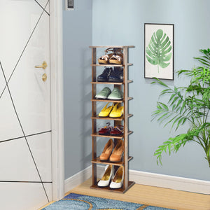 Wooden Shoes Storage Stand 7 Tiers Shoe Rack Organizer Multi-shoe Rack Shoebox-Rustic Brown view 7