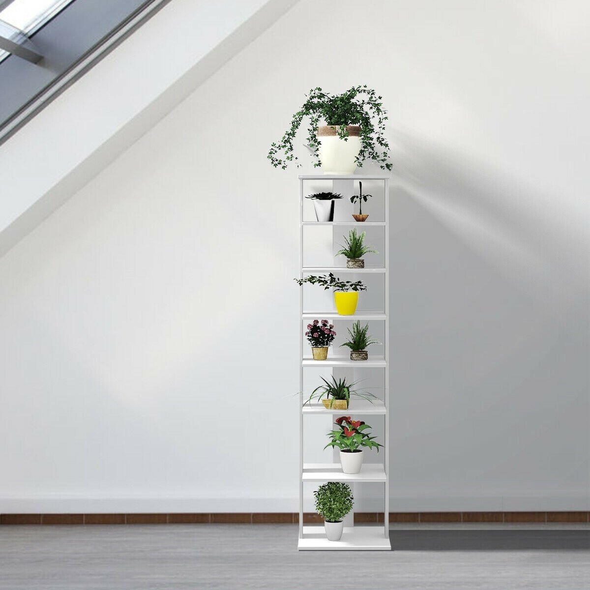 Wooden Shoes Storage Stand 7 Tiers Shoe Rack Organizer Multi-shoe Rack Shoebox-White view 2