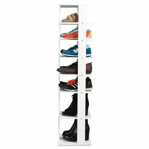 Wooden Shoes Storage Stand 7 Tiers Shoe Rack Organizer Multi-shoe Rack Shoebox-White view 4