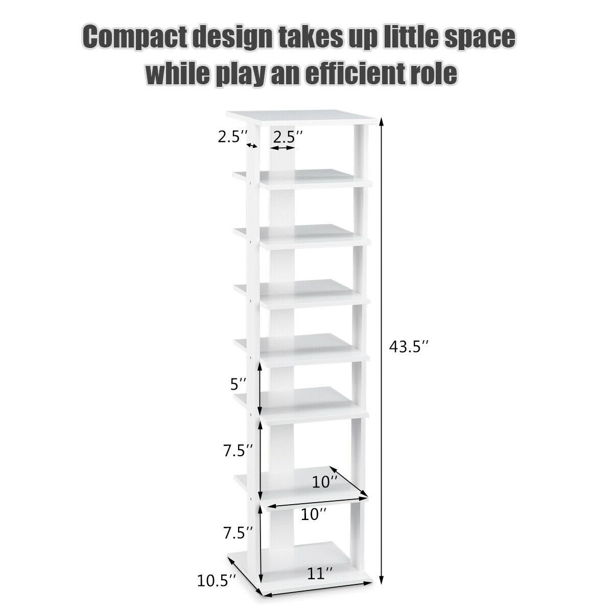 Wooden Shoes Storage Stand 7 Tiers Shoe Rack Organizer Multi-shoe Rack Shoebox-White view 5