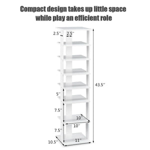 Wooden Shoes Storage Stand 7 Tiers Shoe Rack Organizer Multi-shoe Rack Shoebox-White view 5