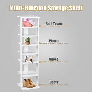 Wooden Shoes Storage Stand 7 Tiers Shoe Rack Organizer Multi-shoe Rack Shoebox-White view 6