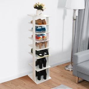 Wooden Shoes Storage Stand 7 Tiers Shoe Rack Organizer Multi-shoe Rack Shoebox-White view 7