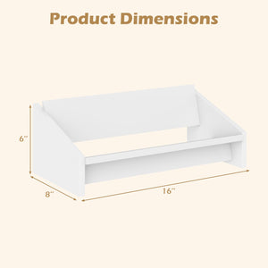 Wooden Tilting Bookcase Small Desktop Bookshelf Organizer for Magazines-White view 4