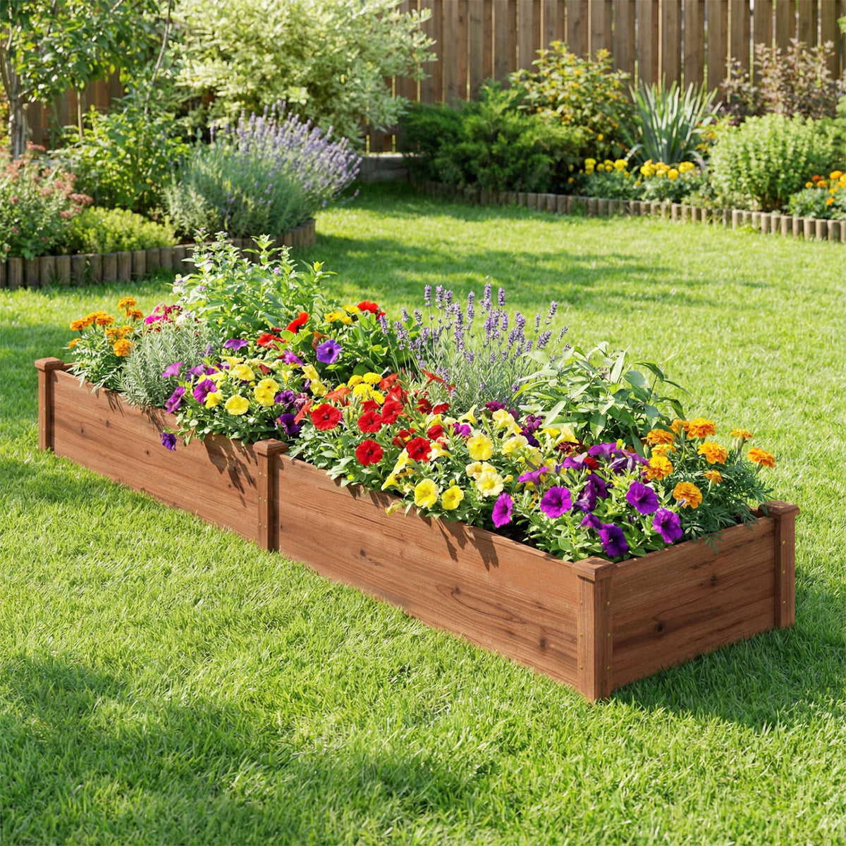 Wooden Vegetable Raised Garden Bed for Backyard Balcony Patio-Brown view 2