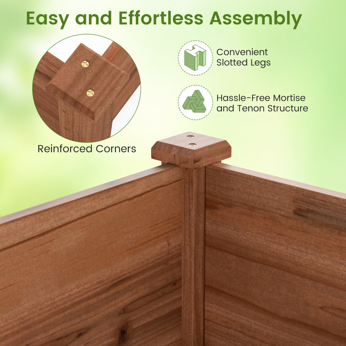 Wooden Vegetable Raised Garden Bed for Backyard Balcony Patio-Brown view 8