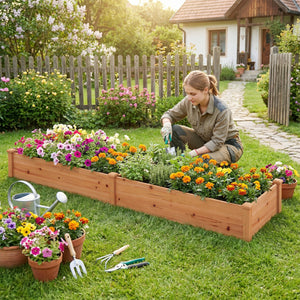 Wooden Vegetable Raised Garden Bed for Backyard Balcony Patio-Orange view 3