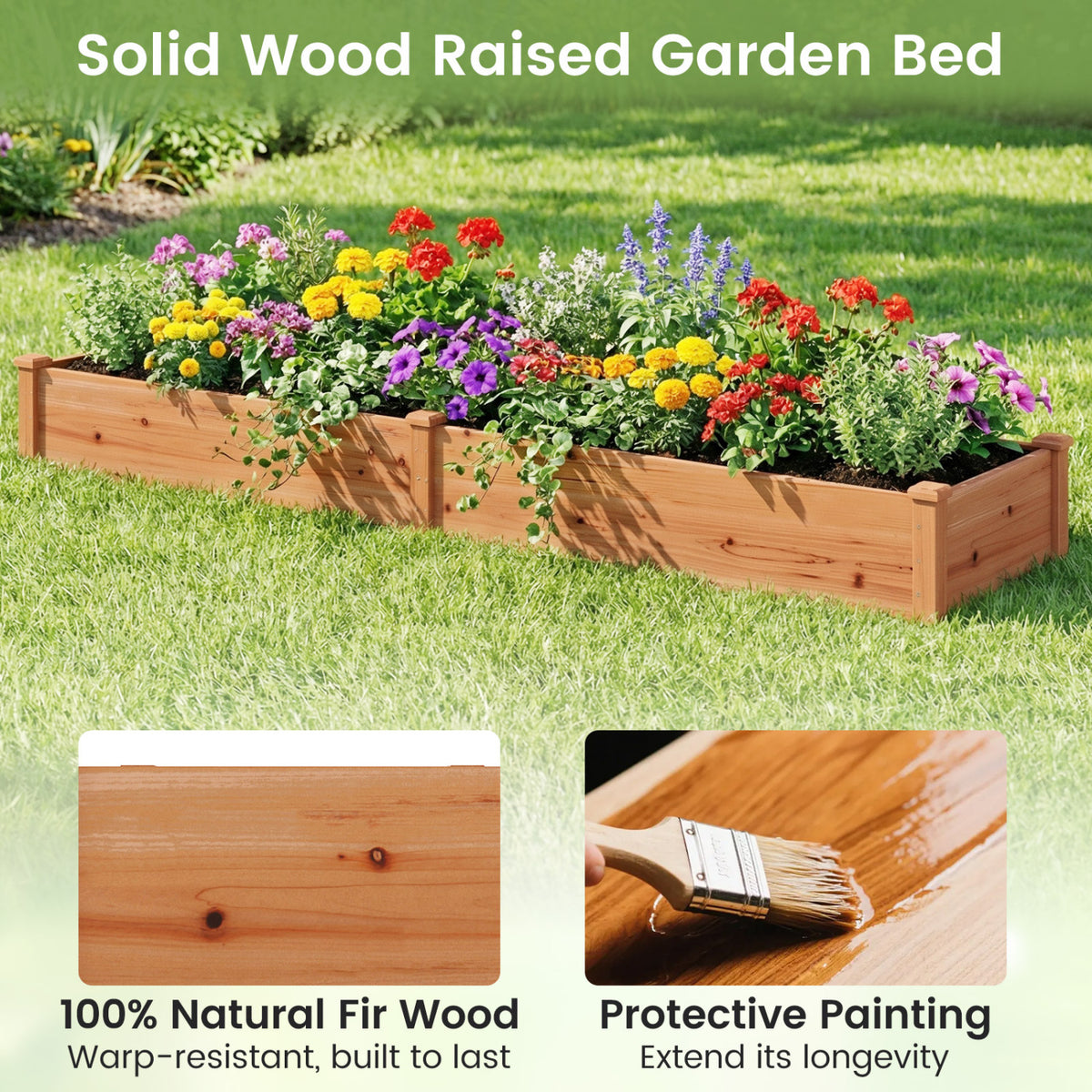 Wooden Vegetable Raised Garden Bed for Backyard Balcony Patio-Orange view 7