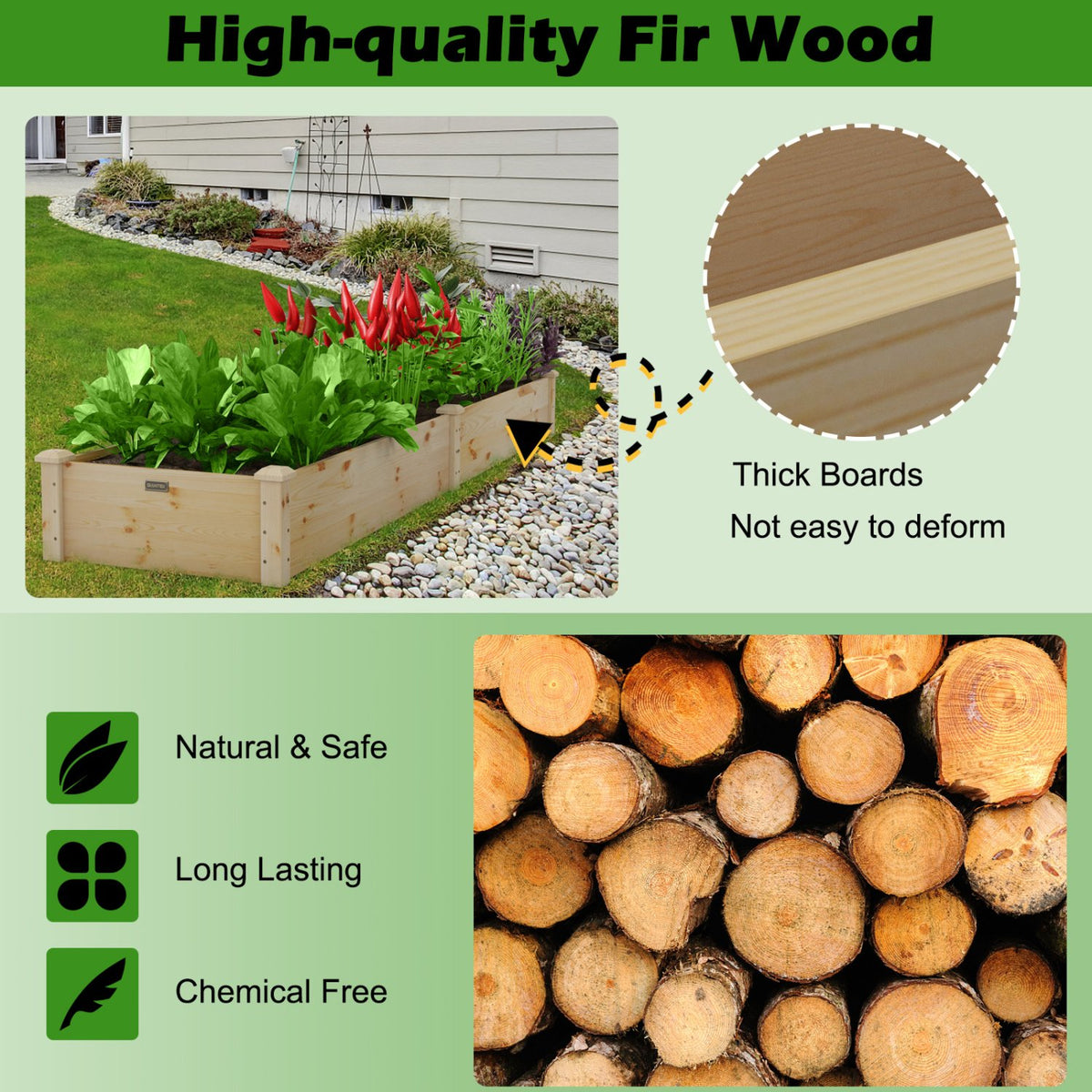 Wooden Vegetable Raised Garden Bed for Backyard Patio Balcony view 6