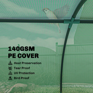 Portable Mini Greenhouse, Tunnel Growing Tent with 5 Mesh Windows and Steel Frame, 7' x 3' x 2', Green – view 3