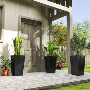 Set of 3 Tall Plant Stand, Outdoor & Indoor Flower Pot Set for Front Door, Entryway, Patio and Deck, Black – view 7