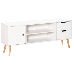 TV Stand for TVs up to 50", TV Cabinet with Shelves, Drawers and Cable Hole, Entertainment Unit for Living Room, White