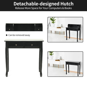 Writing Desk 2-Tier Vanity Desk Computer Desk with 4 Drawers-Black view 5