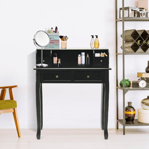 Writing Desk 2-Tier Vanity Desk Computer Desk with 4 Drawers-Black view 7