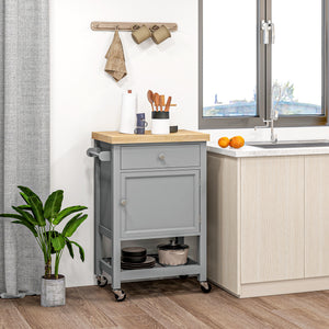 Kitchen Cart on Wheels, Rolling Kitchen Island Cart with Wood Top, Towel Rack – view 7