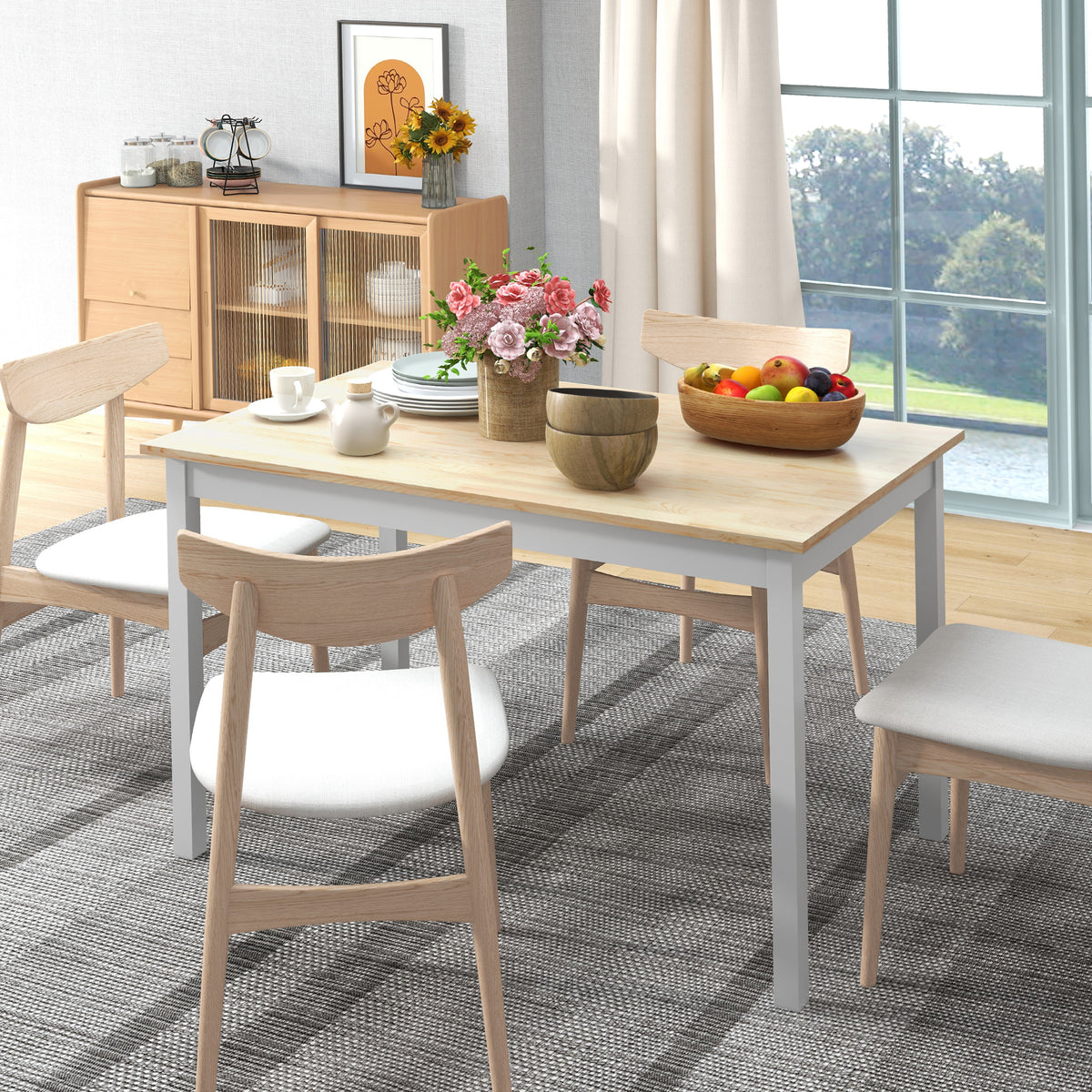 47" x 30" Dining Table, Farmhouse Dining Room Table with Pine Wood Frame, Space Saving Kitchen Table, Black – view 12