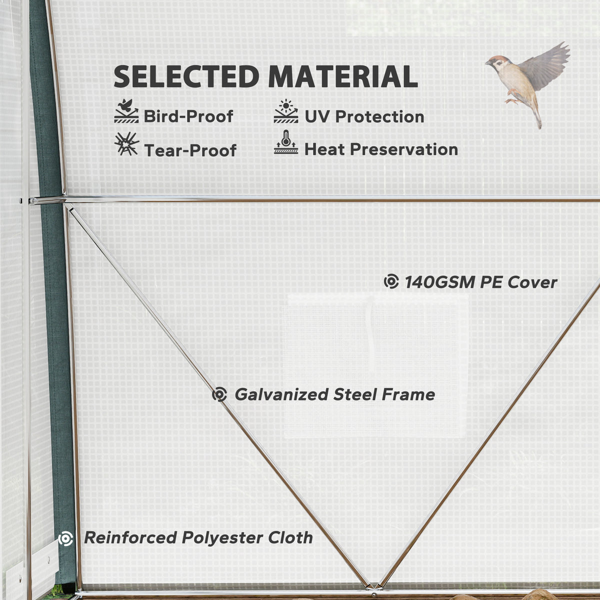 19.5' x 10' x 6.5' Upgraded Tunnel Greenhouse Green House with Mesh Door and Windows – view 12